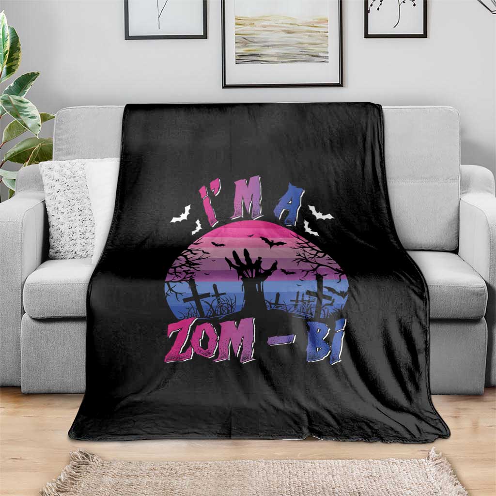 Funny Halloween Bisexual Throw Blanket I'm A Zom Bi Zombie LGBT - Wonder Print Shop