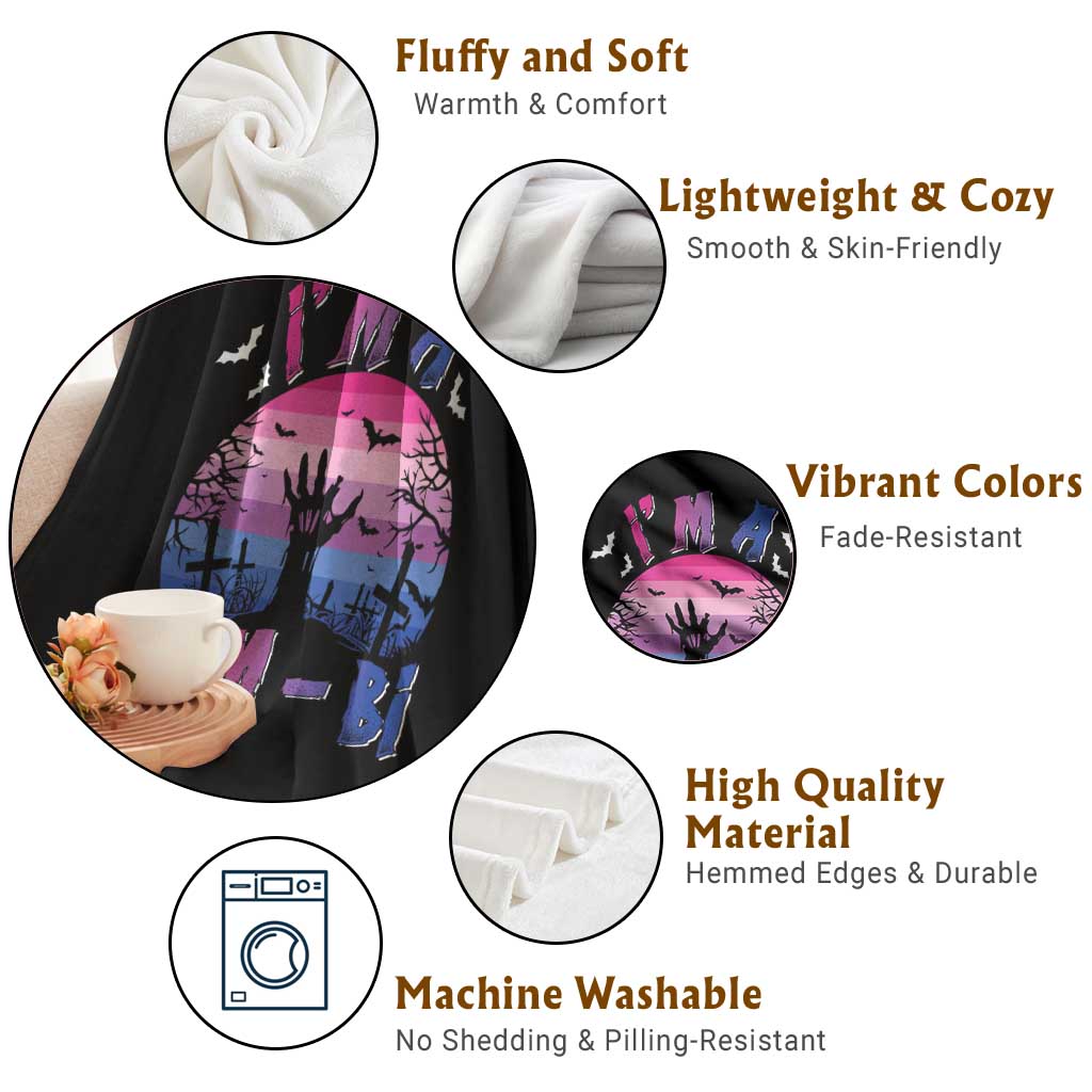 Funny Halloween Bisexual Throw Blanket I'm A Zom Bi Zombie LGBT - Wonder Print Shop