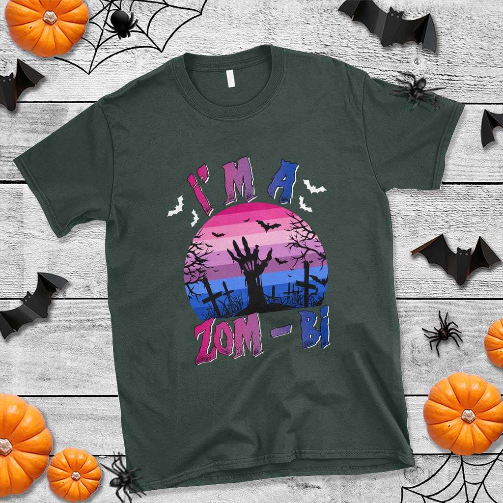 Funny Halloween Bisexual T Shirt I'm A Zom Bi Zombie LGBT - Wonder Print Shop