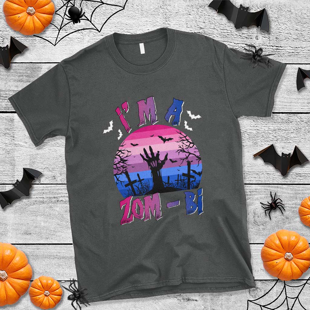 Funny Halloween Bisexual T Shirt I'm A Zom Bi Zombie LGBT - Wonder Print Shop