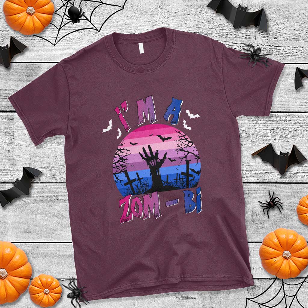 Funny Halloween Bisexual T Shirt I'm A Zom Bi Zombie LGBT - Wonder Print Shop