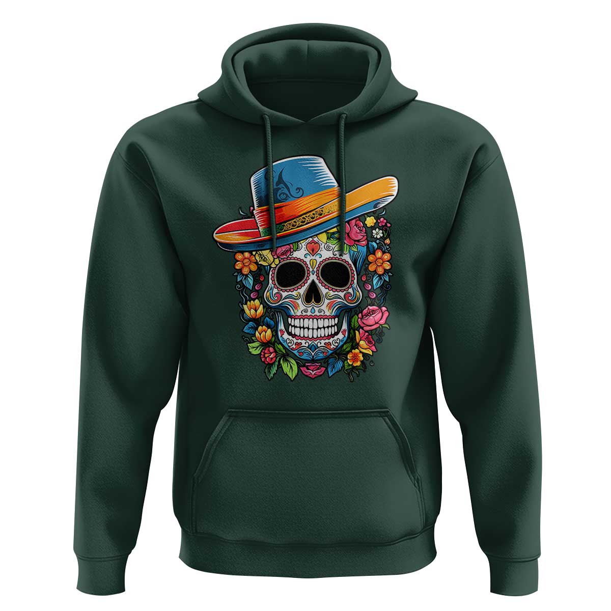 Day Of The Dead Hoodie Sugar Skull Dia De Los Muertos Halloween Flower