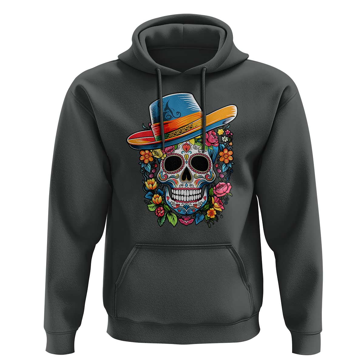 Day Of The Dead Hoodie Sugar Skull Dia De Los Muertos Halloween Flower