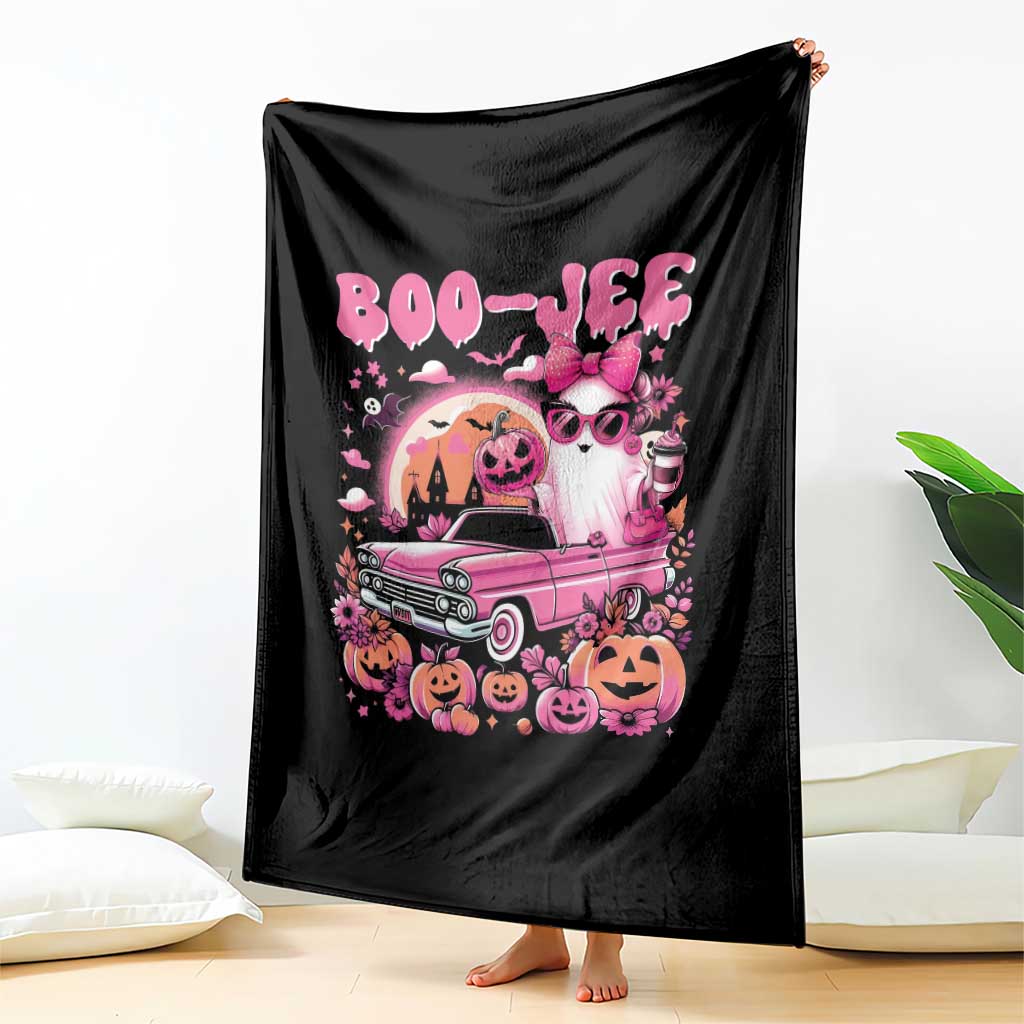 Funny Halloween Throw Blanket Boo Jee Pink Ghost Boujee Pumpkin Haunted House - Wonder Print Shop