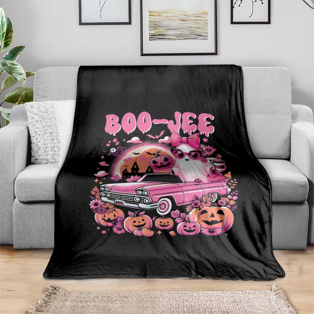 Funny Halloween Throw Blanket Boo Jee Pink Ghost Boujee Pumpkin Haunted House - Wonder Print Shop