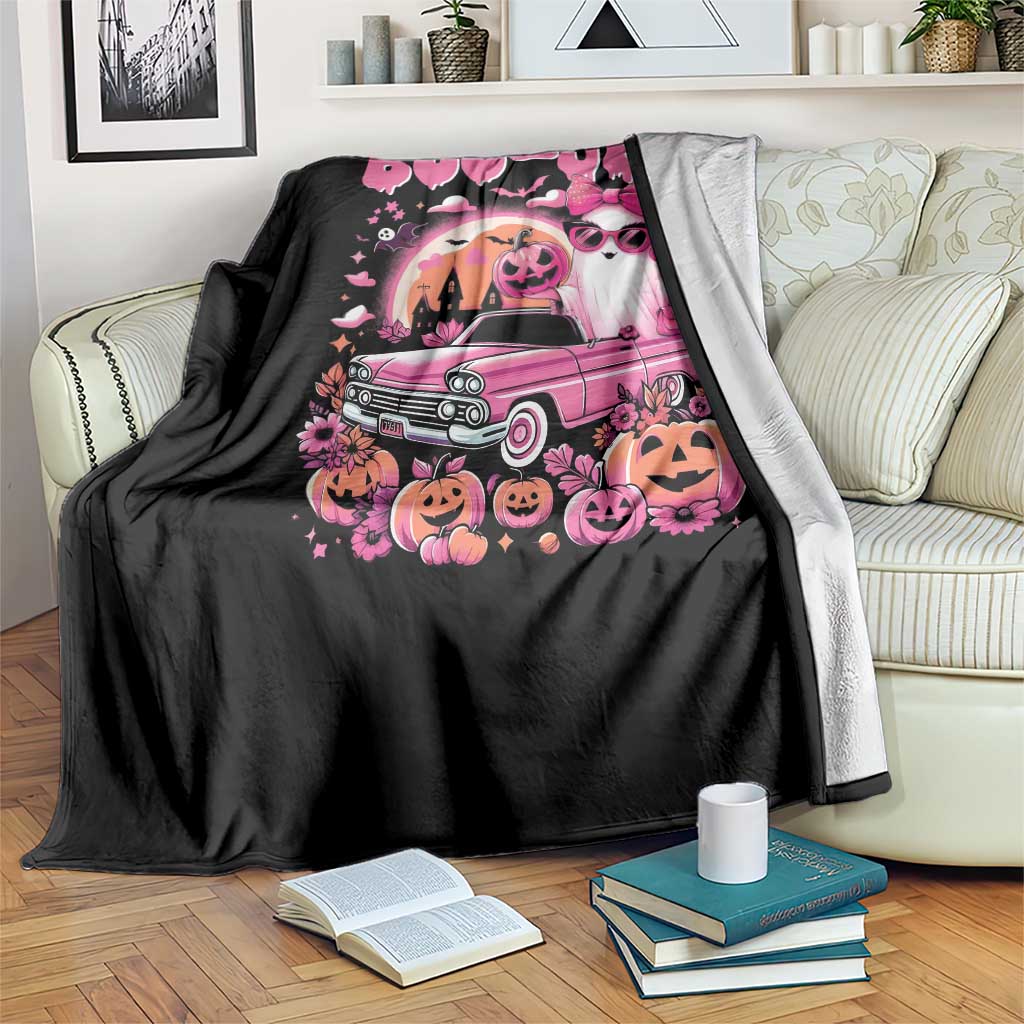 Funny Halloween Throw Blanket Boo Jee Pink Ghost Boujee Pumpkin Haunted House - Wonder Print Shop