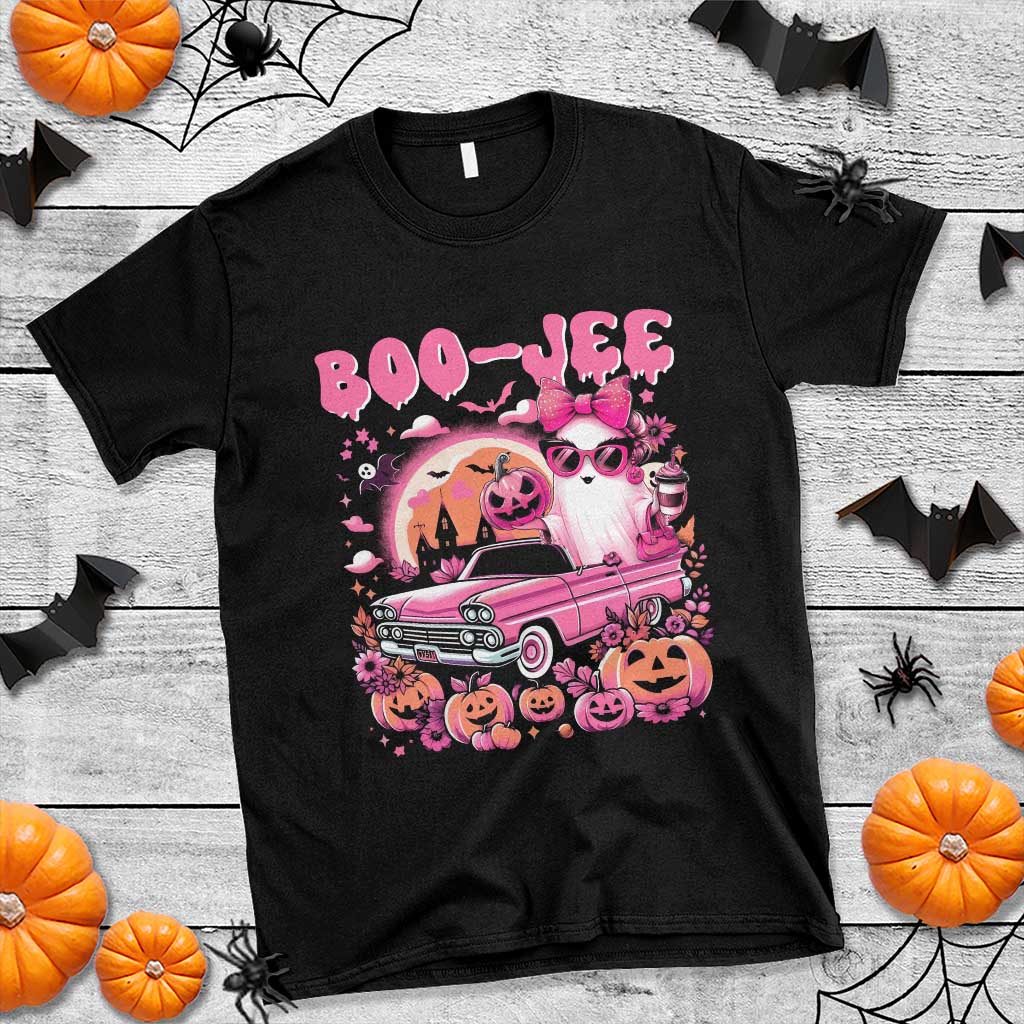 Funny Halloween T Shirt Boo Jee Pink Ghost Boujee Pumpkin Haunted House - Wonder Print Shop
