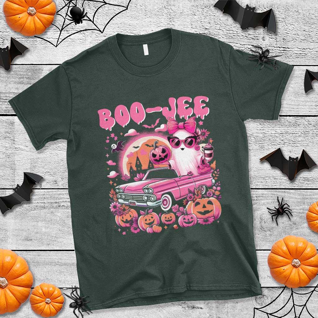 Funny Halloween T Shirt Boo Jee Pink Ghost Boujee Pumpkin Haunted House - Wonder Print Shop