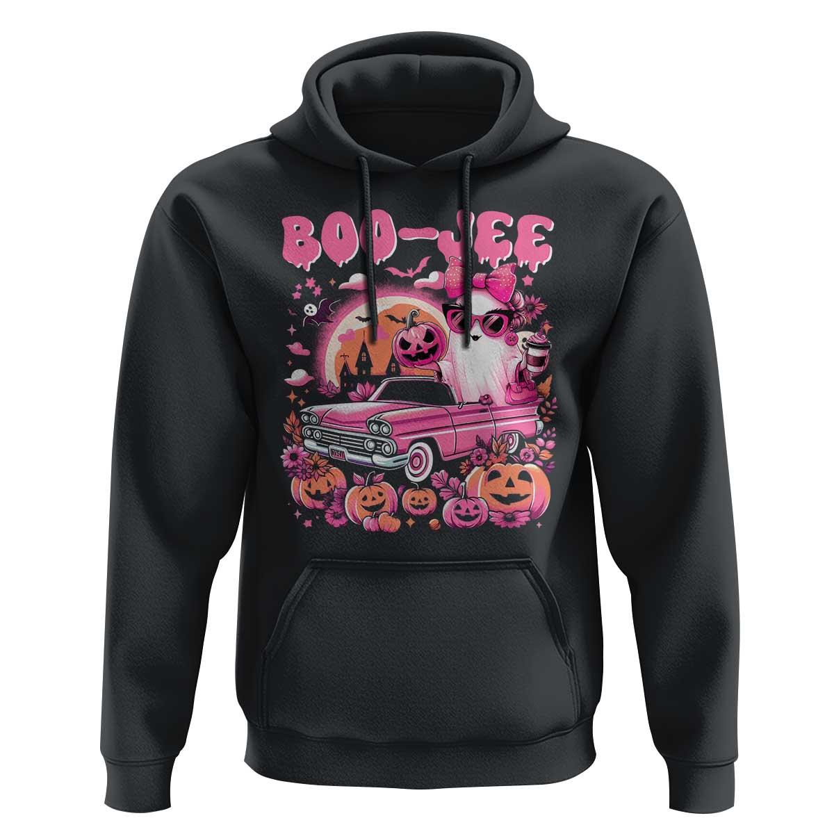 Funny Halloween Hoodie Boo Jee Pink Ghost Boujee Pumpkin Haunted House