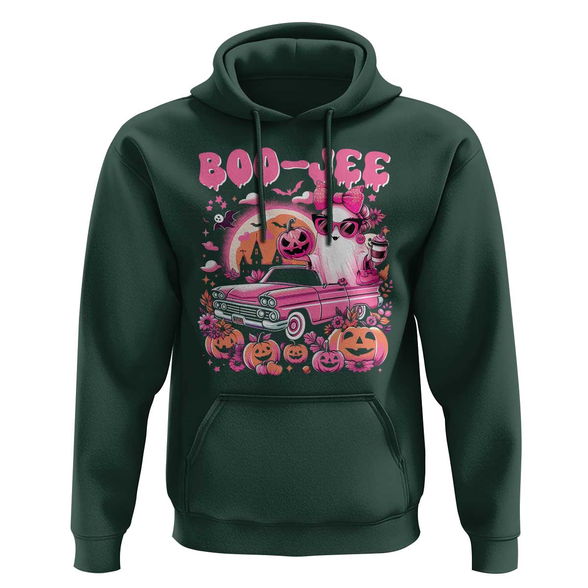 Funny Halloween Hoodie Boo Jee Pink Ghost Boujee Pumpkin Haunted House