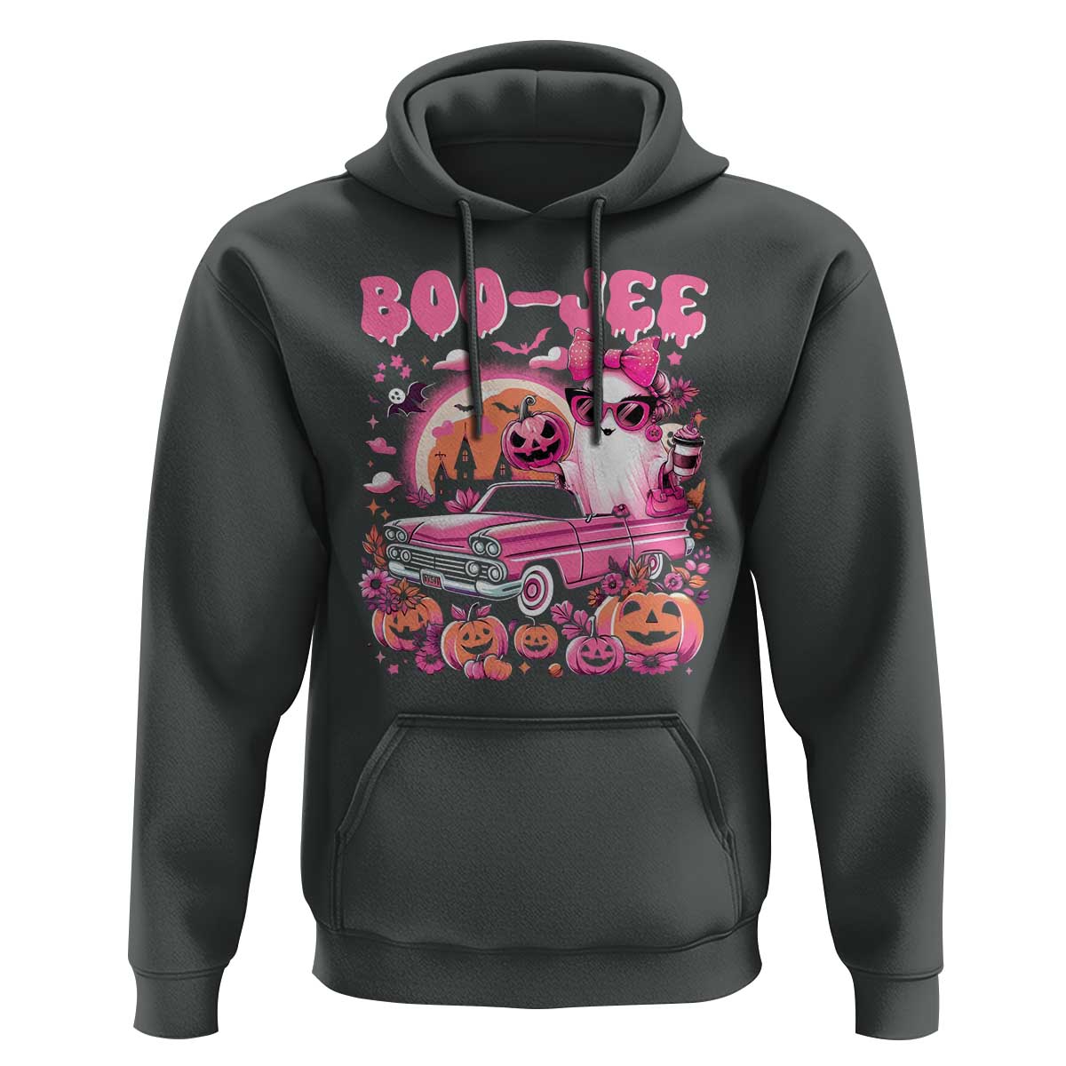 Funny Halloween Hoodie Boo Jee Pink Ghost Boujee Pumpkin Haunted House