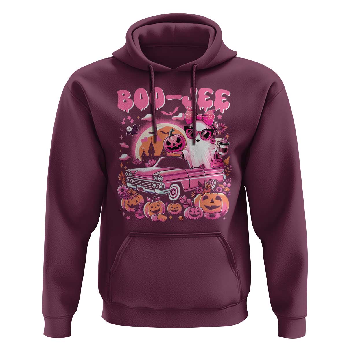 Funny Halloween Hoodie Boo Jee Pink Ghost Boujee Pumpkin Haunted House