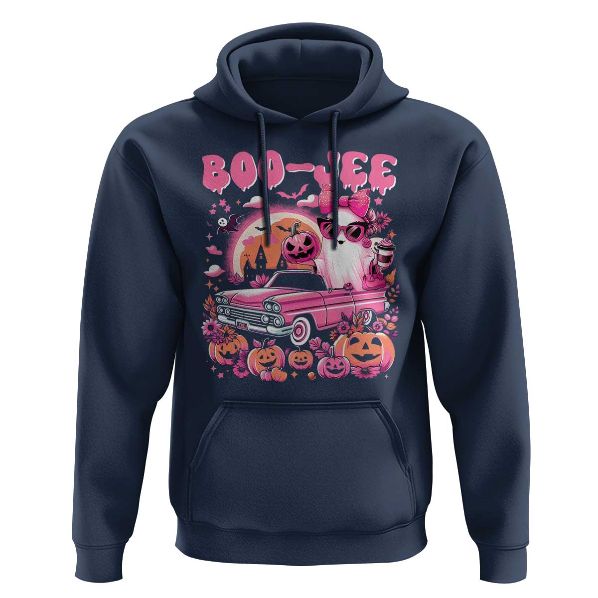 Funny Halloween Hoodie Boo Jee Pink Ghost Boujee Pumpkin Haunted House