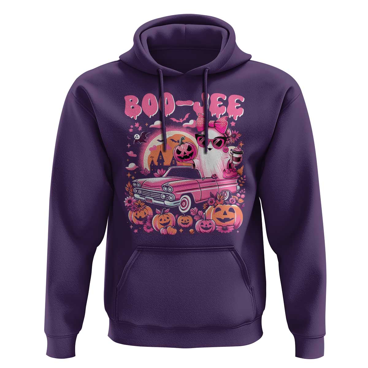 Funny Halloween Hoodie Boo Jee Pink Ghost Boujee Pumpkin Haunted House