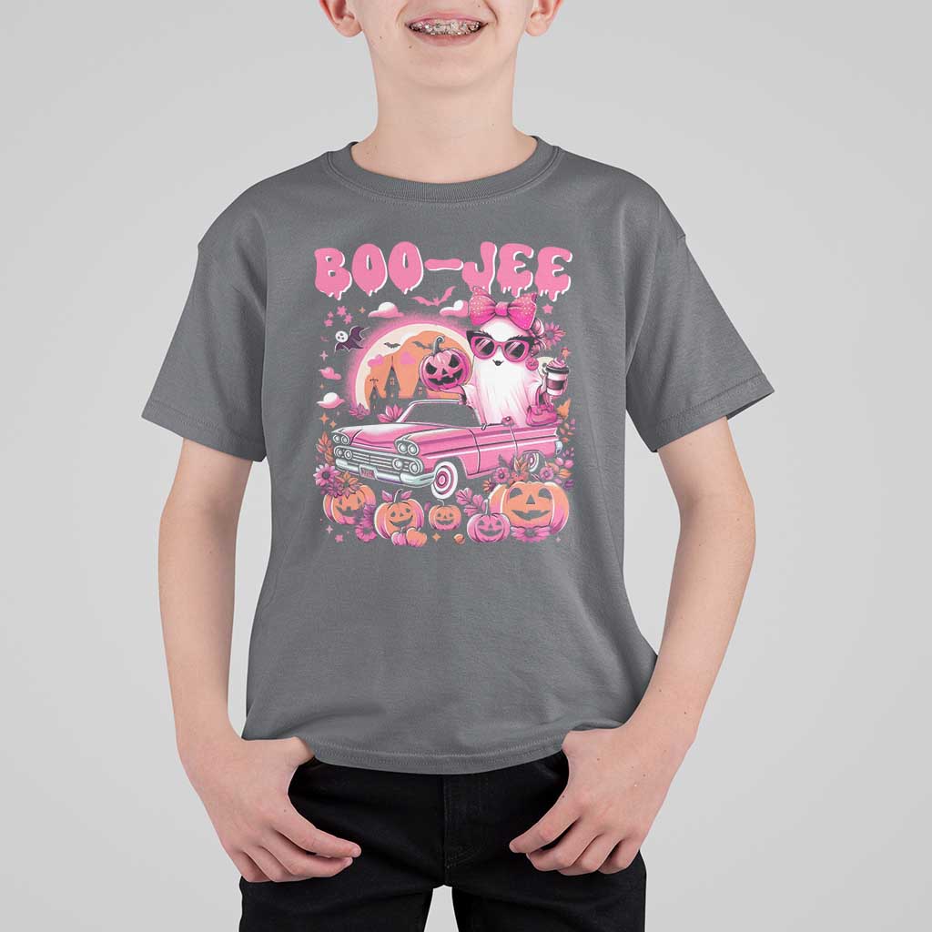 Funny Halloween T Shirt For Kid Boo Jee Pink Ghost Boujee Pumpkin Haunted House - Wonder Print Shop
