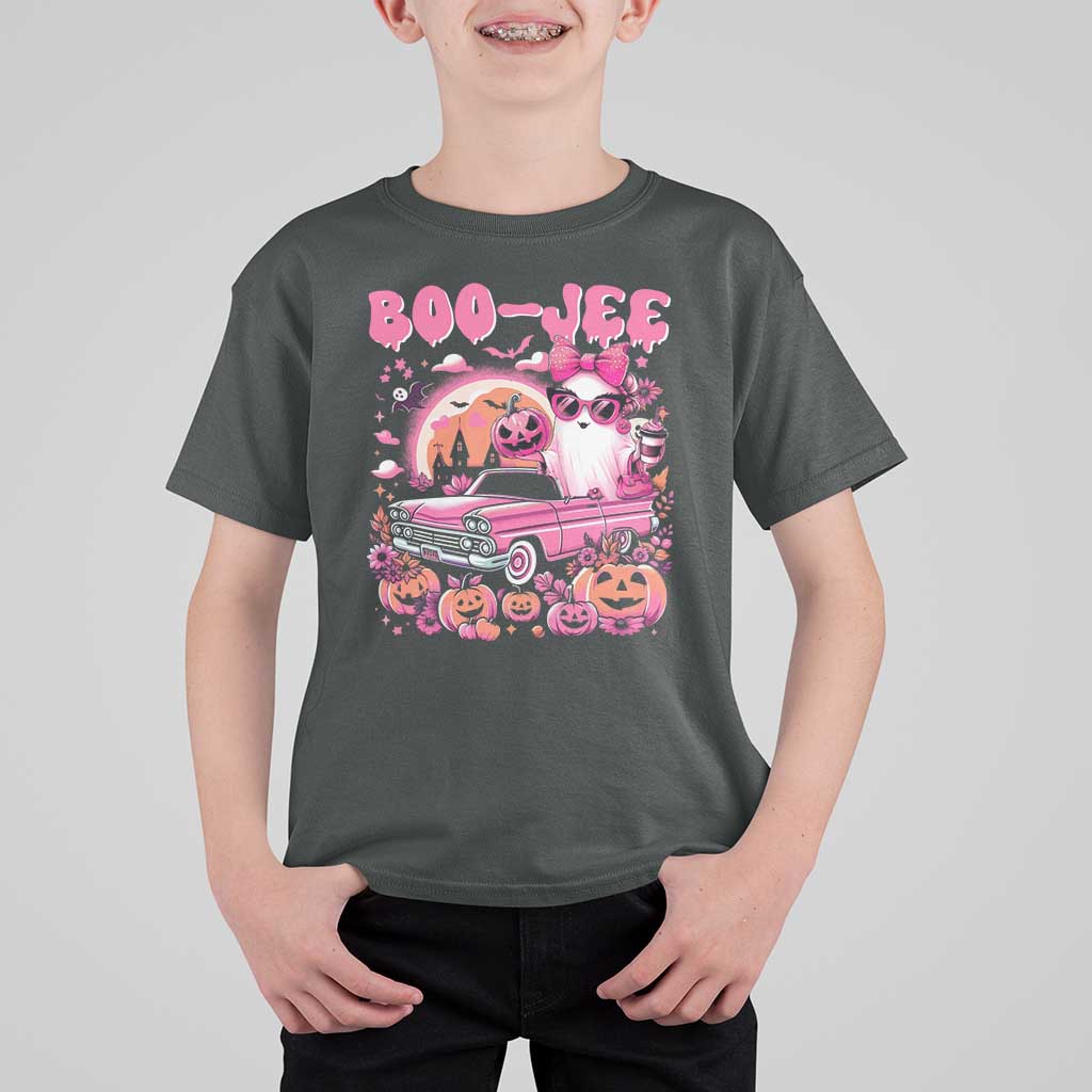 Funny Halloween T Shirt For Kid Boo Jee Pink Ghost Boujee Pumpkin Haunted House - Wonder Print Shop