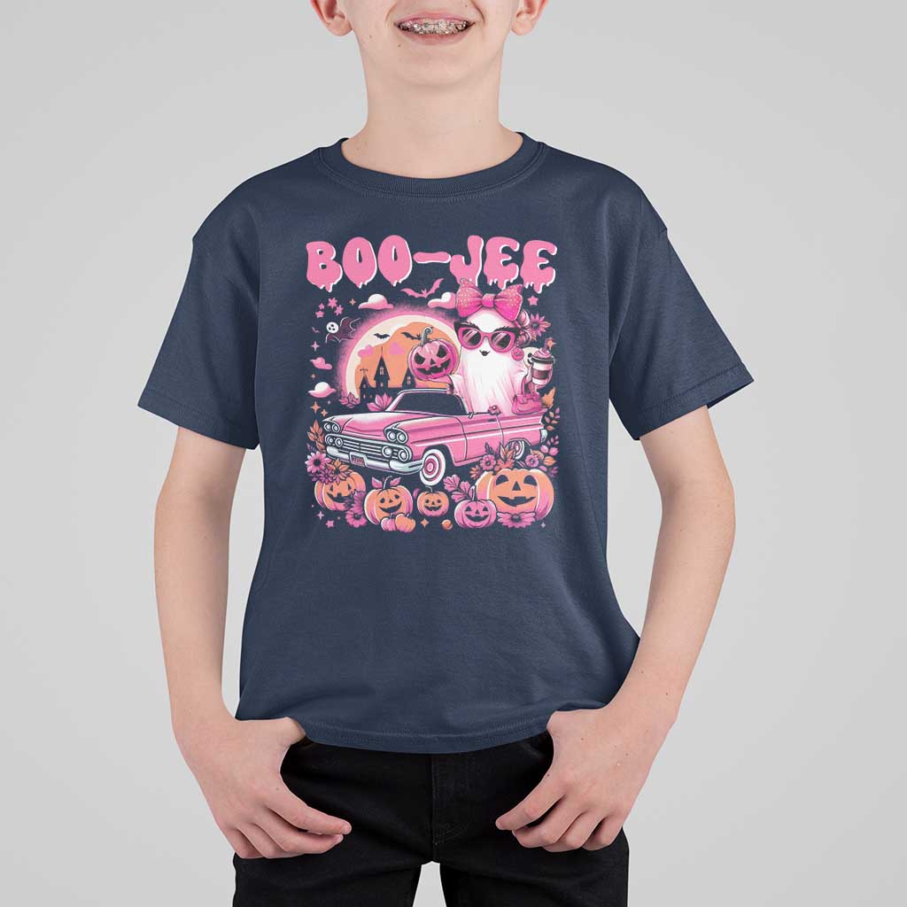 Funny Halloween T Shirt For Kid Boo Jee Pink Ghost Boujee Pumpkin Haunted House - Wonder Print Shop