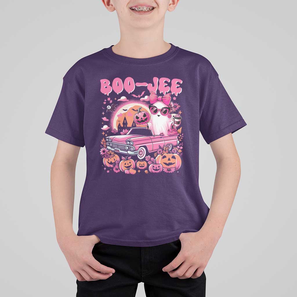 Funny Halloween T Shirt For Kid Boo Jee Pink Ghost Boujee Pumpkin Haunted House - Wonder Print Shop
