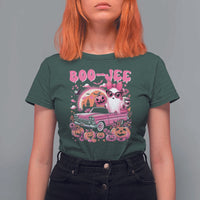 Funny Halloween T Shirt For Women Boo Jee Pink Ghost Boujee Pumpkin Haunted House - Wonder Print Shop