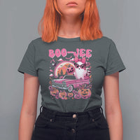 Funny Halloween T Shirt For Women Boo Jee Pink Ghost Boujee Pumpkin Haunted House - Wonder Print Shop