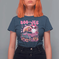 Funny Halloween T Shirt For Women Boo Jee Pink Ghost Boujee Pumpkin Haunted House - Wonder Print Shop