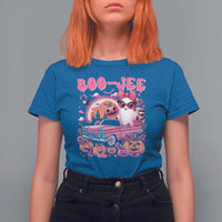 Funny Halloween T Shirt For Women Boo Jee Pink Ghost Boujee Pumpkin Haunted House - Wonder Print Shop