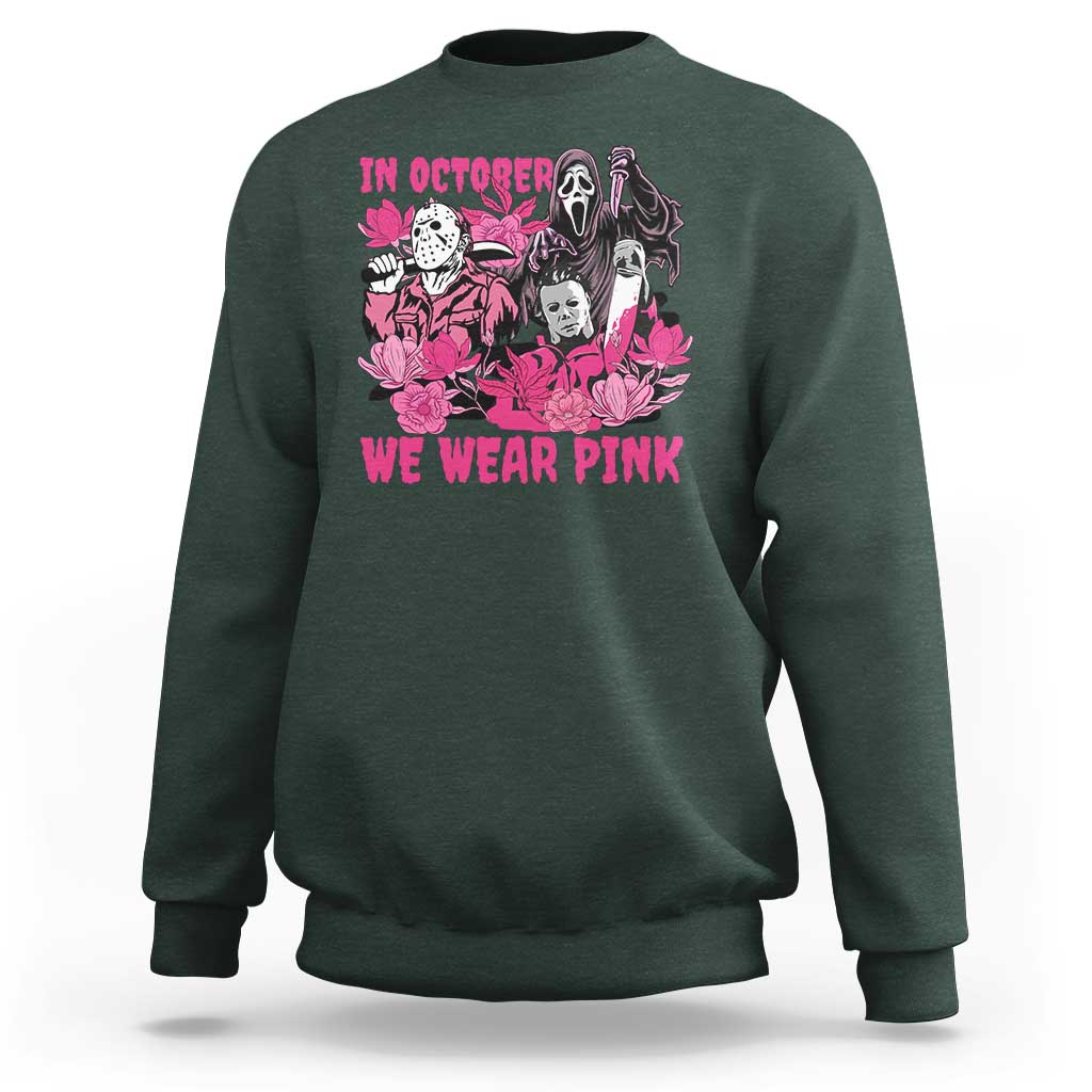 Breast Cancer Awareness Murderers Sweatshirt In October We Wear Pink Vintage Flower - Wonder Print Shop