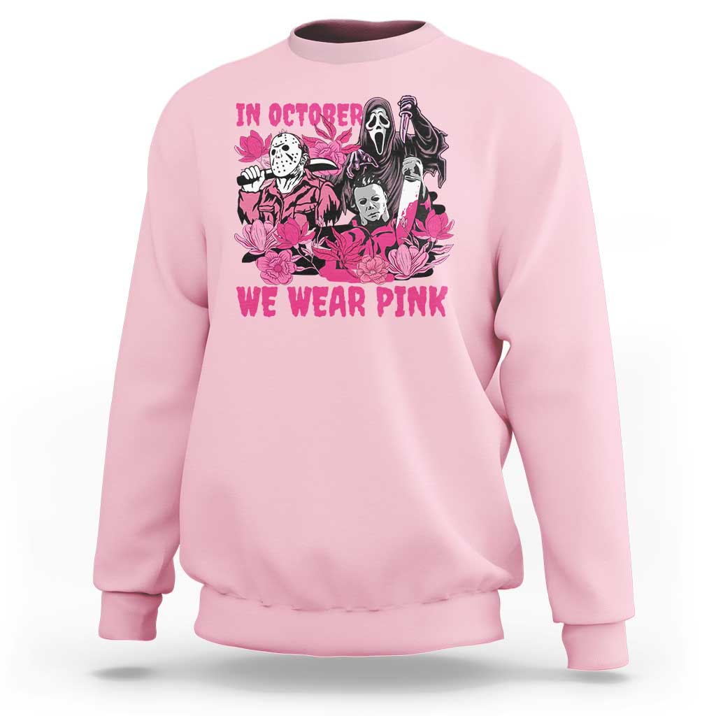 Breast Cancer Awareness Murderers Sweatshirt In October We Wear Pink Vintage Flower - Wonder Print Shop