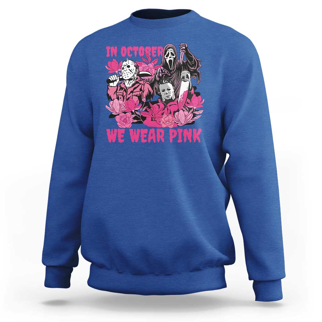 Breast Cancer Awareness Murderers Sweatshirt In October We Wear Pink Vintage Flower - Wonder Print Shop