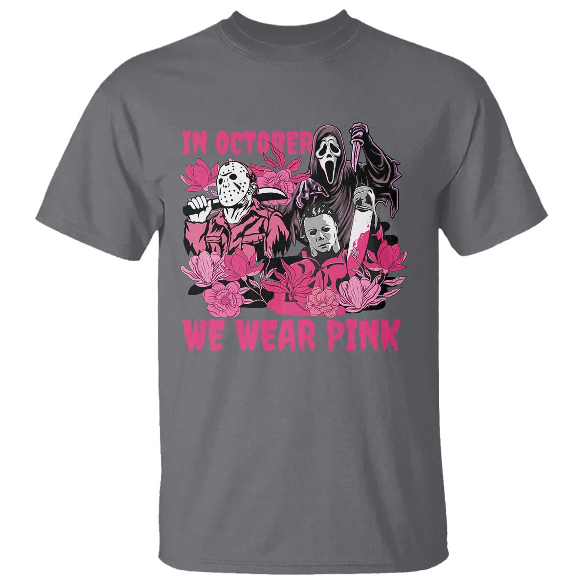Breast Cancer Awareness Murderers T Shirt In October We Wear Pink Vintage Flower - Wonder Print Shop