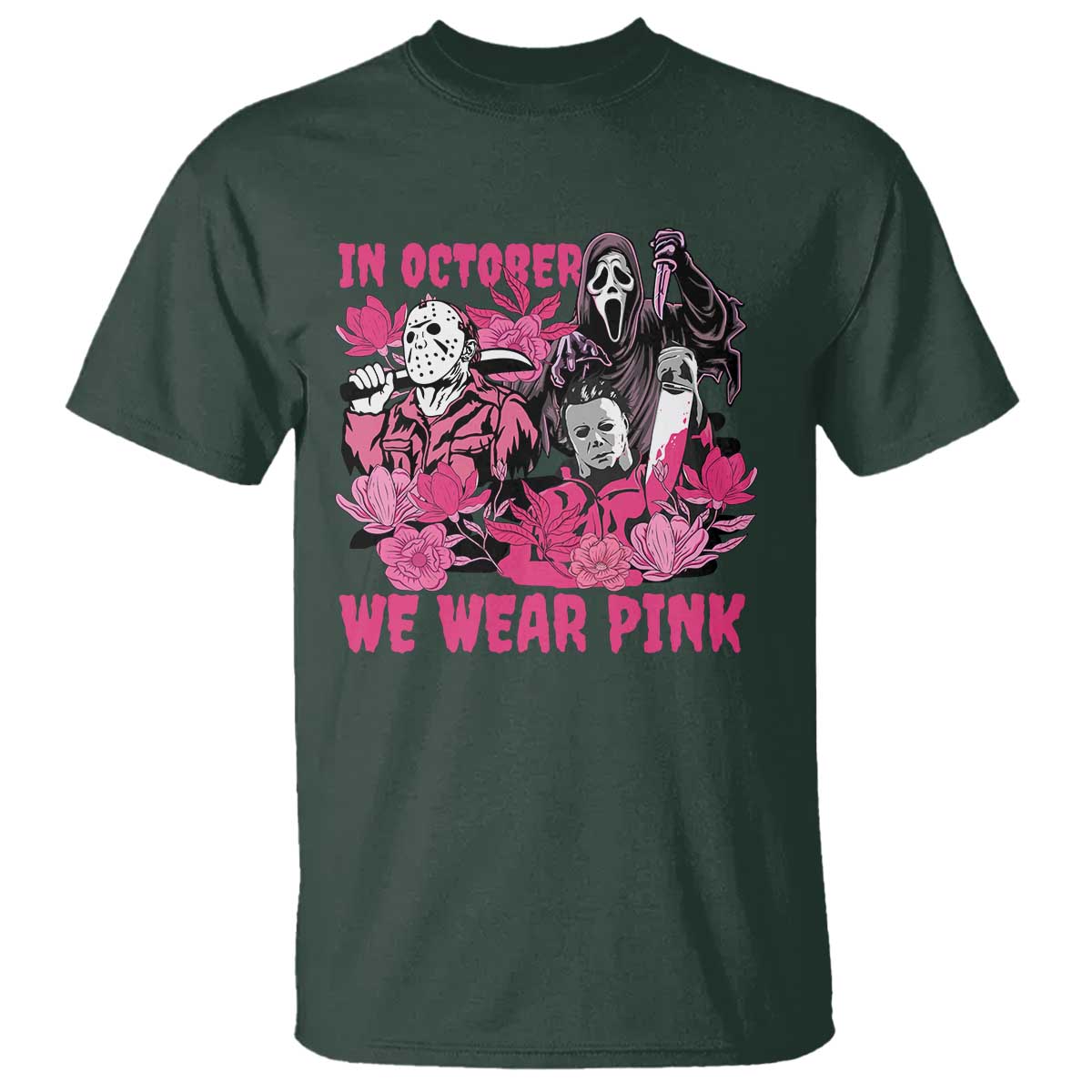 Breast Cancer Awareness Murderers T Shirt In October We Wear Pink Vintage Flower - Wonder Print Shop