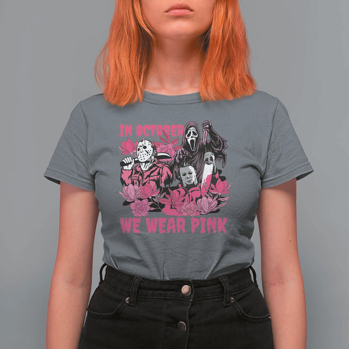 Breast Cancer Awareness Murderers T Shirt For Women In October We Wear Pink Vintage Flower - Wonder Print Shop