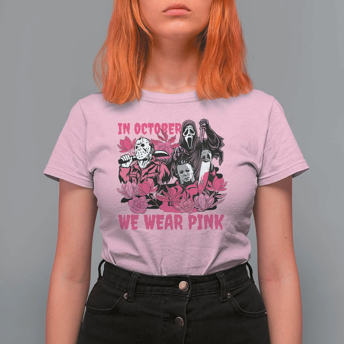 Breast Cancer Awareness Murderers T Shirt For Women In October We Wear Pink Vintage Flower - Wonder Print Shop