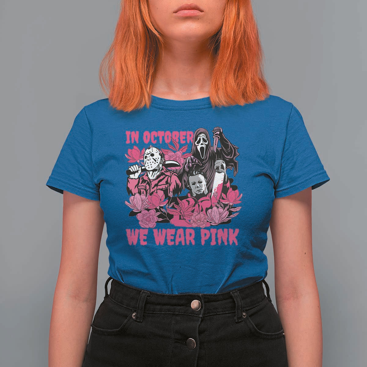 Breast Cancer Awareness Murderers T Shirt For Women In October We Wear Pink Vintage Flower - Wonder Print Shop
