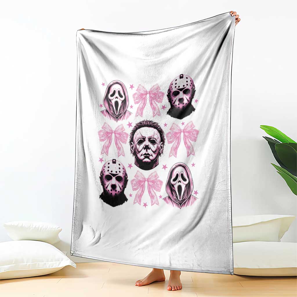Halloween Throw Blanket Scary Murderers Pink Bows Coquette Aesthetic - Wonder Print Shop
