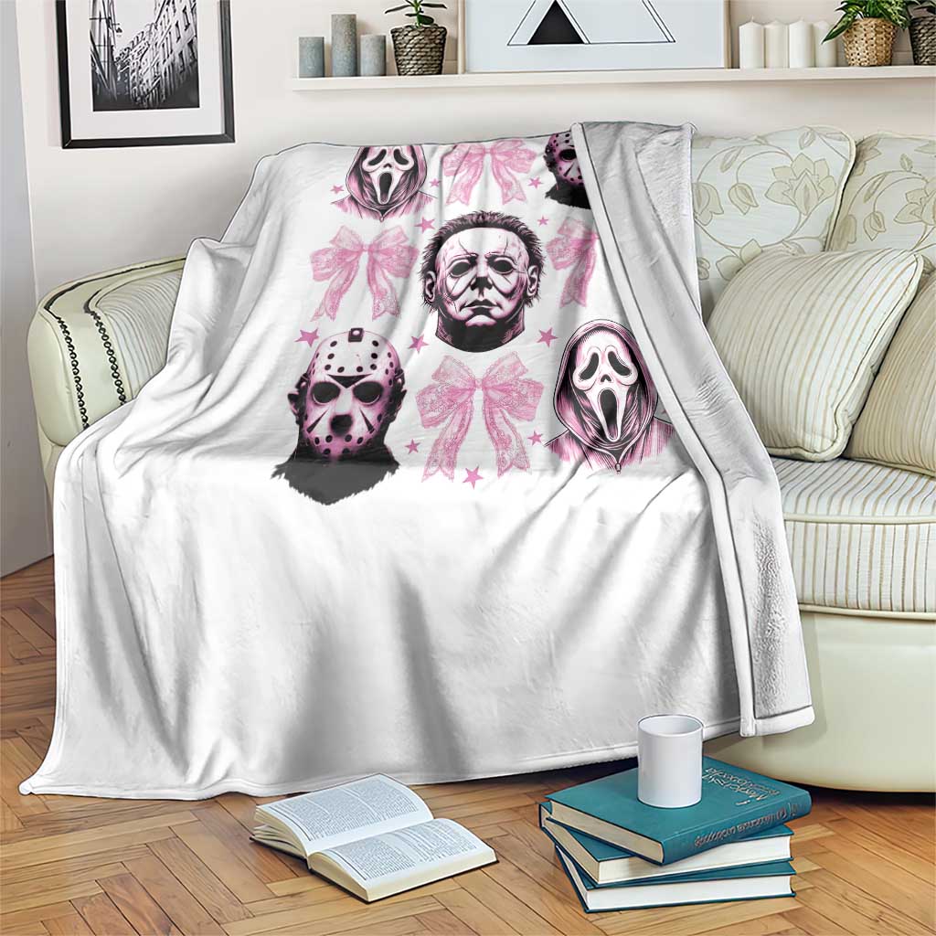 Halloween Throw Blanket Scary Murderers Pink Bows Coquette Aesthetic - Wonder Print Shop