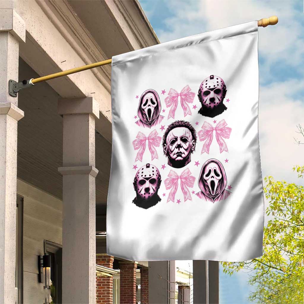 Halloween Garden Flag Scary Murderers Pink Bows Coquette Aesthetic - Wonder Print Shop