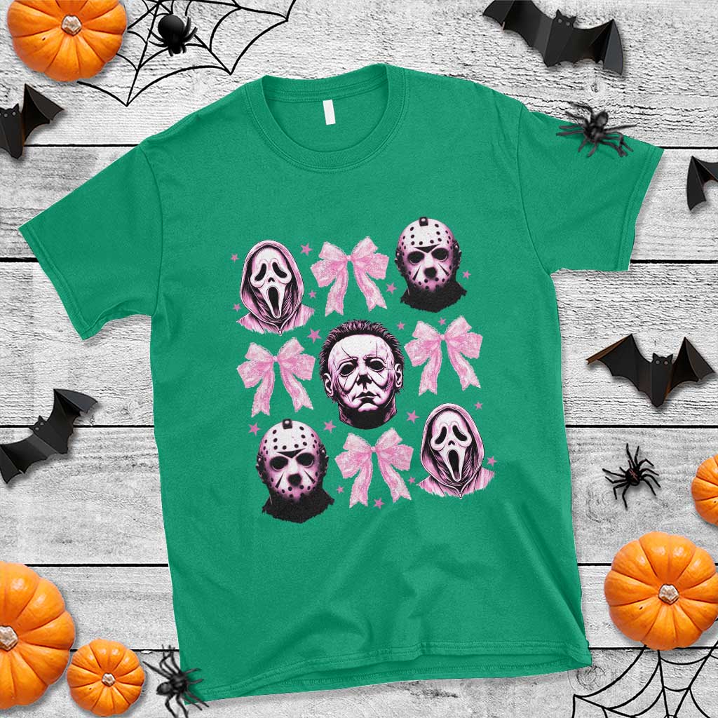 Halloween T Shirt Scary Murderers Pink Bows Coquette Aesthetic - Wonder Print Shop