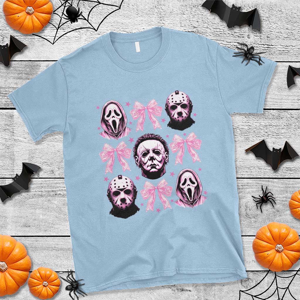 Halloween T Shirt Scary Murderers Pink Bows Coquette Aesthetic - Wonder Print Shop