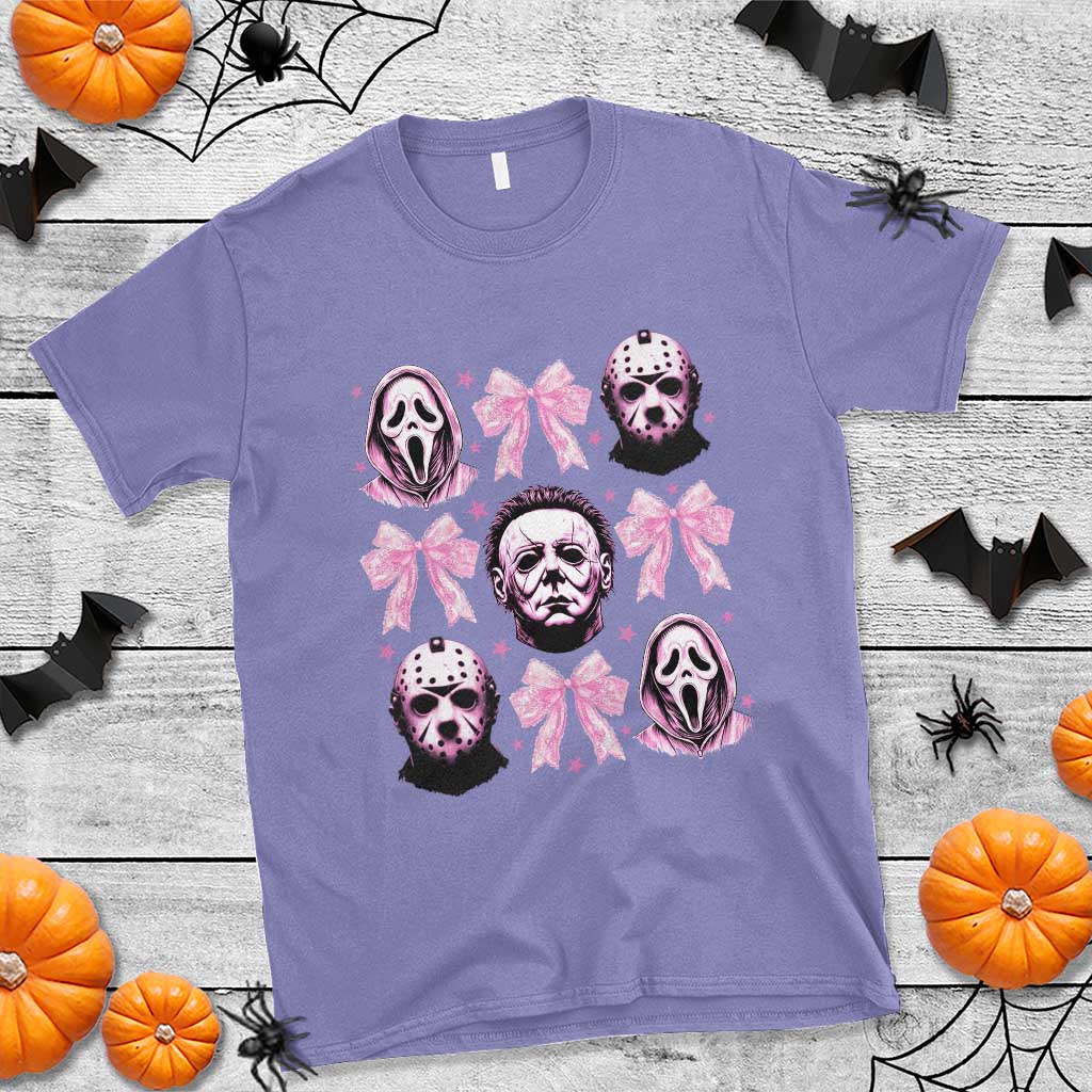 Halloween T Shirt Scary Murderers Pink Bows Coquette Aesthetic - Wonder Print Shop
