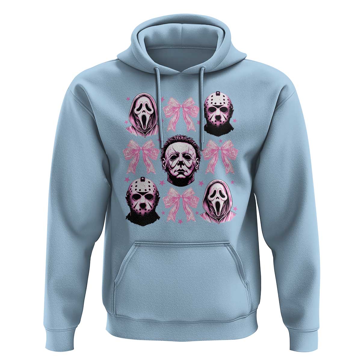 Halloween Hoodie Scary Murderers Pink Bows Coquette Aesthetic