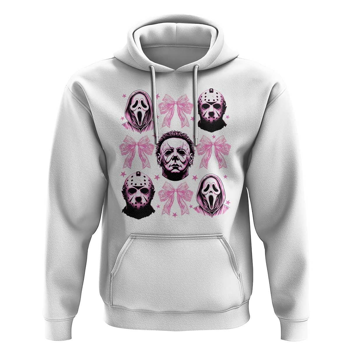 Halloween Hoodie Scary Murderers Pink Bows Coquette Aesthetic