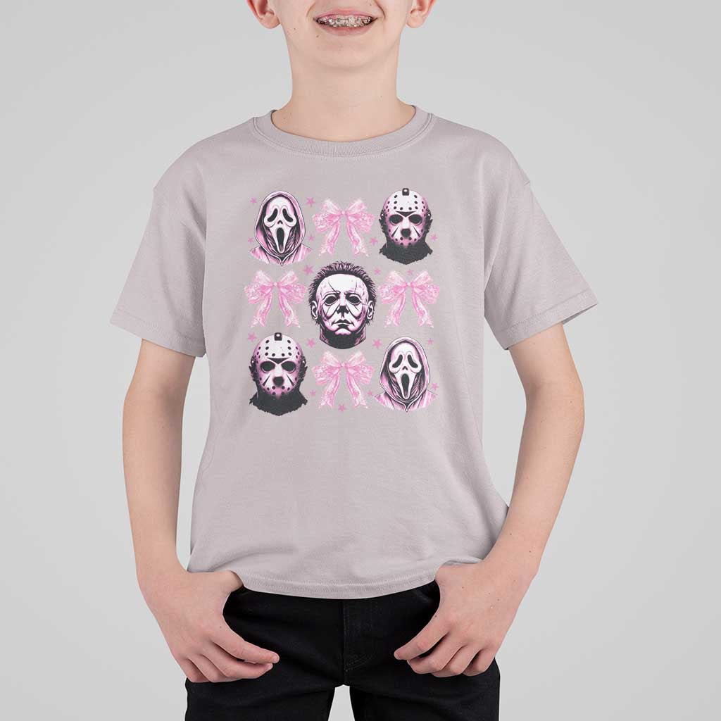 Halloween T Shirt For Kid Scary Murderers Pink Bows Coquette Aesthetic - Wonder Print Shop