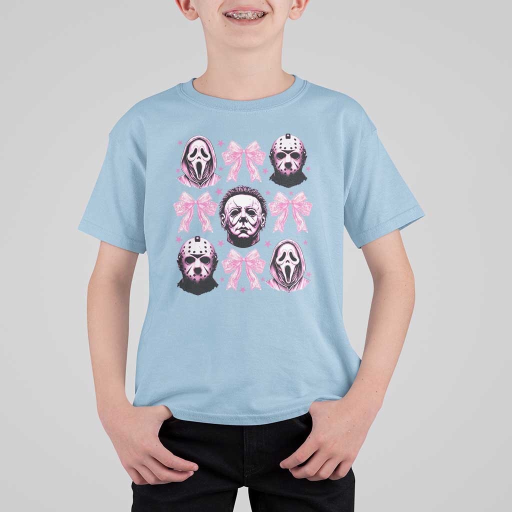 Halloween T Shirt For Kid Scary Murderers Pink Bows Coquette Aesthetic - Wonder Print Shop