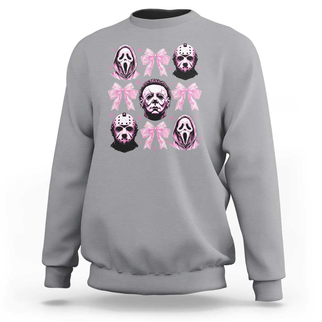 Halloween Sweatshirt Scary Murderers Pink Bows Coquette Aesthetic - Wonder Print Shop