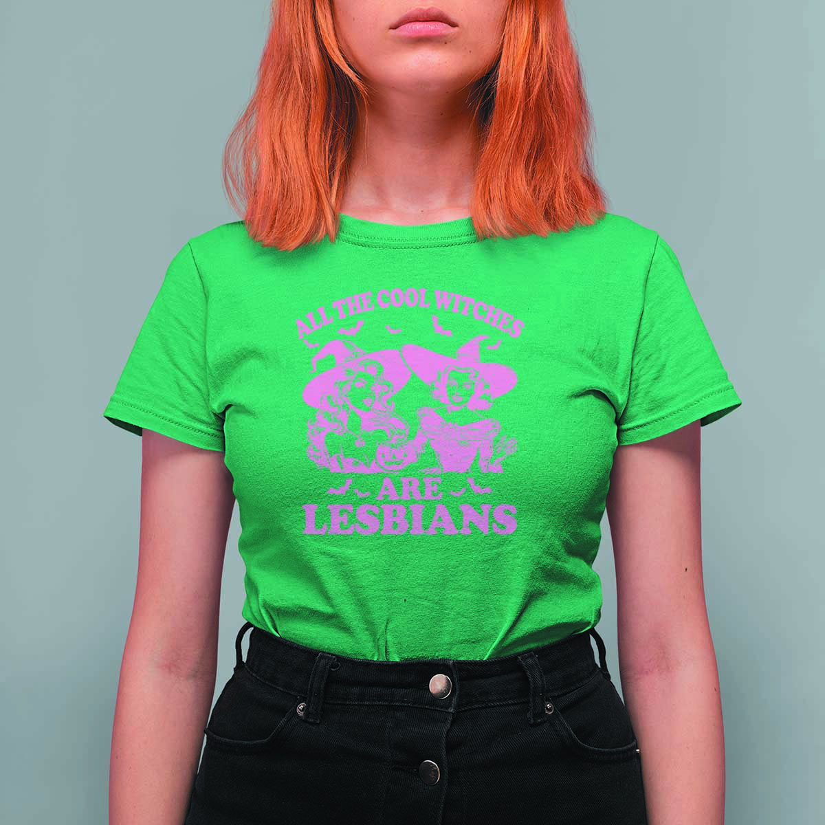 Halloween LGBT T Shirt For Women All The Cool Witches Are Lesbians Spooky Season - Wonder Print Shop