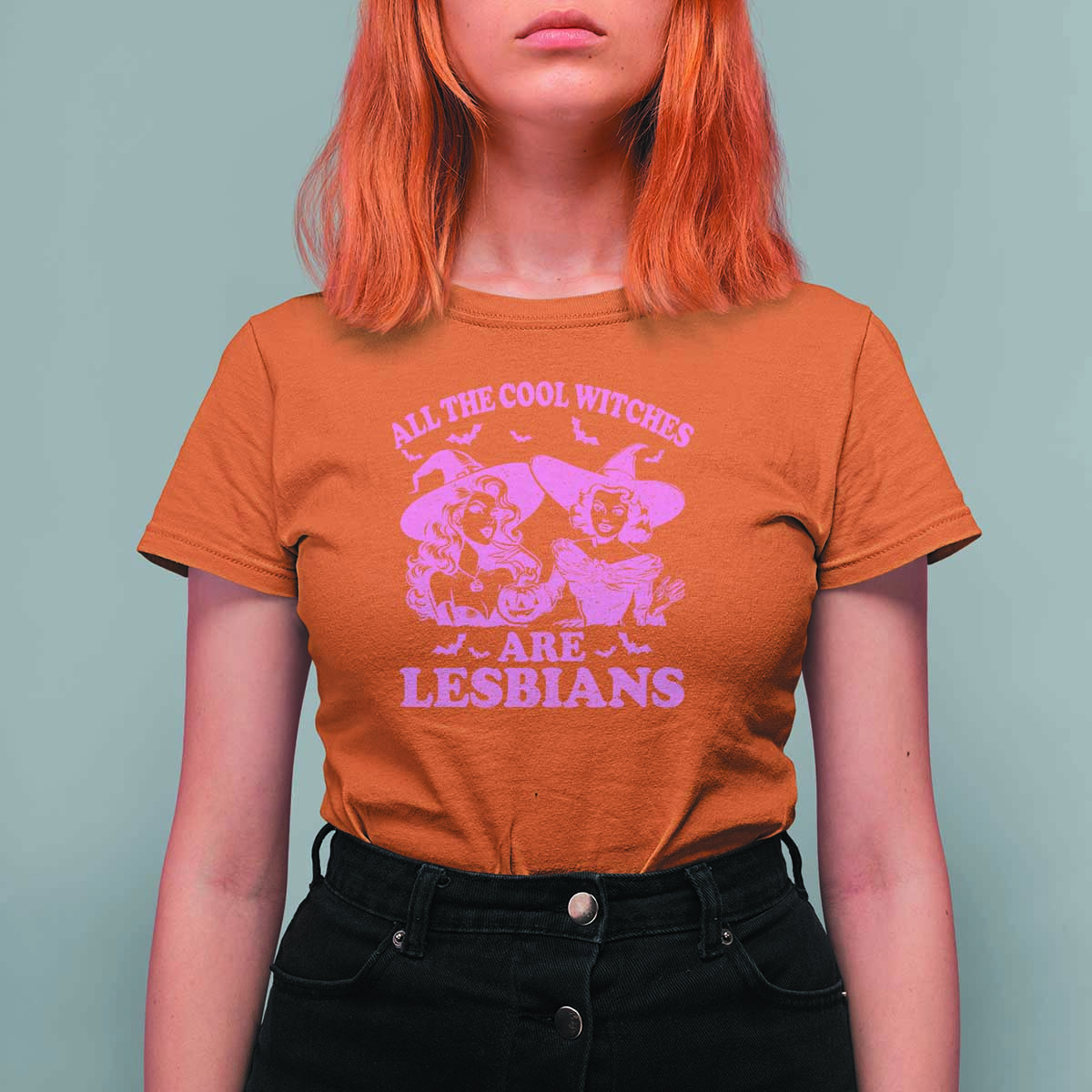 Halloween LGBT T Shirt For Women All The Cool Witches Are Lesbians Spooky Season - Wonder Print Shop