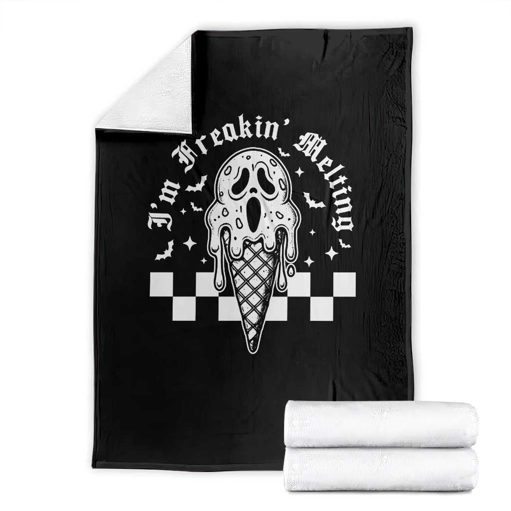 Funny Halloween Throw Blanket I'm Freakin' Melting Ice Cream Scream Bat - Wonder Print Shop