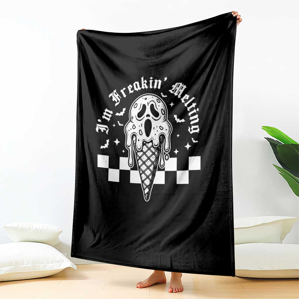 Funny Halloween Throw Blanket I'm Freakin' Melting Ice Cream Scream Bat - Wonder Print Shop