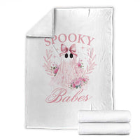 Halloween Throw Blanket Spooky Babes Pink Ghost Coquette Aesthetic - Wonder Print Shop